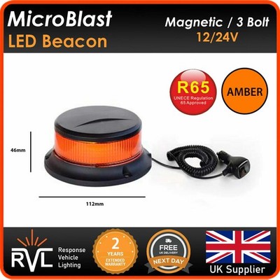 R65 MICRO MAGNETISCHE BERNSTEINFARBENE LED-BAKE blinkende Warnung Stroboskop Lichtleiste 12/24 V