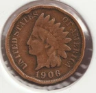 US Rare Old West 1906 Indian Head Penny Coin American Collection Shield Cent V84