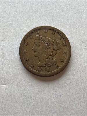 1851 Braided Hair Half Cent, Fine-VF