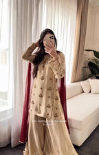 Elegant Designer Natural Crepe Kurta Palazzo With Dupatta For Party Wear