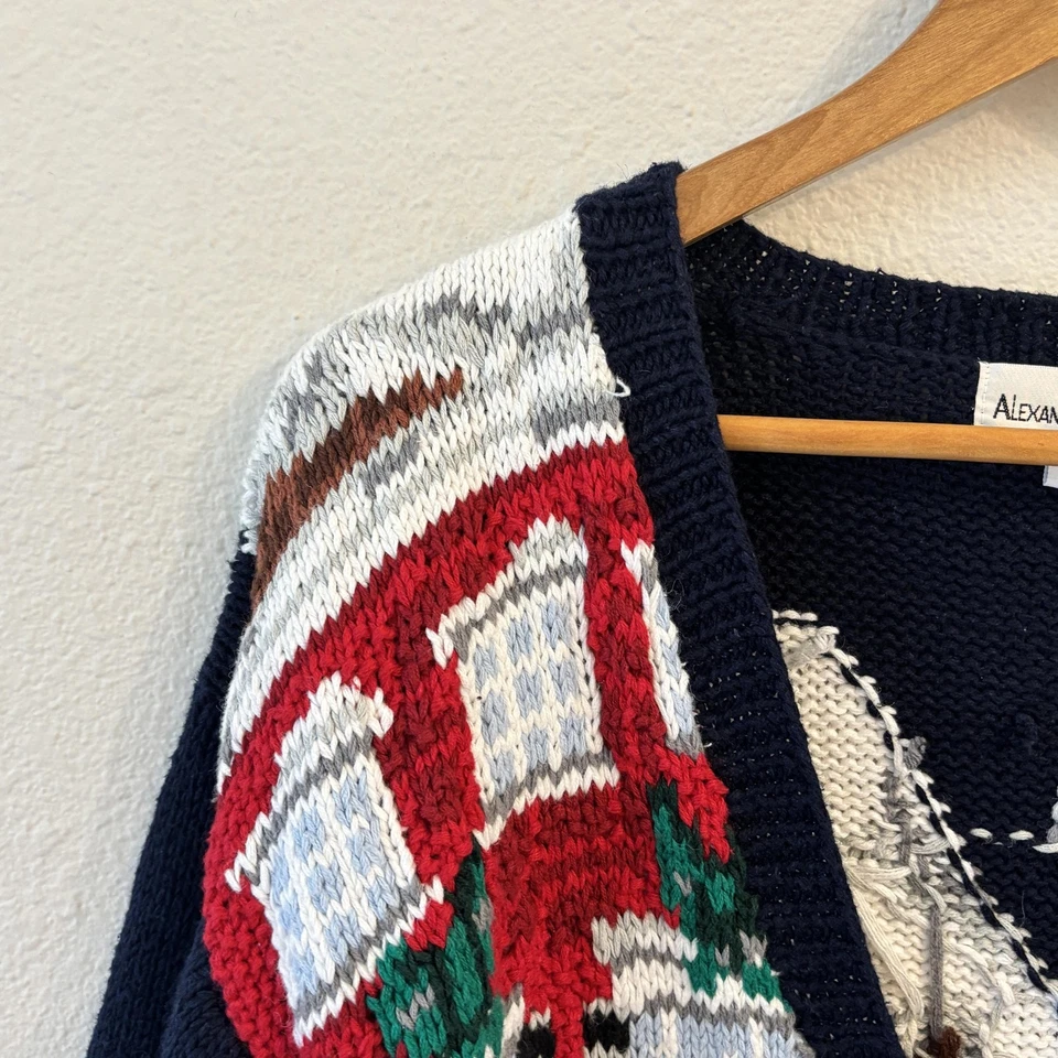 Cárdigan Suéter Vintage Años 90 Alexandra Bartlett Pueblo Navidad Mujer Talla M Foto 4 de 4