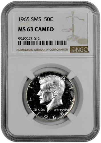 1965 50C SMS Kennedy Half Dollar NGC Graded MS 63 Cameo