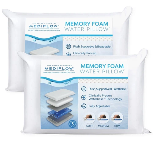 Water Pillow Memory Foam re-Invented with Waterbase Technology - Clinically P...