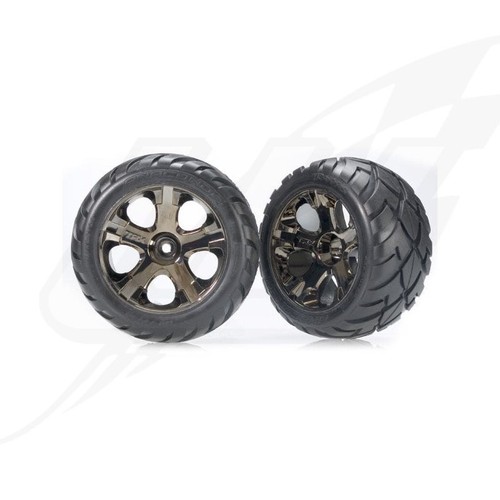 FR] Traxxas Gomme Incollate Su Cerchi Satinati-Cromati-Beadlock Nero