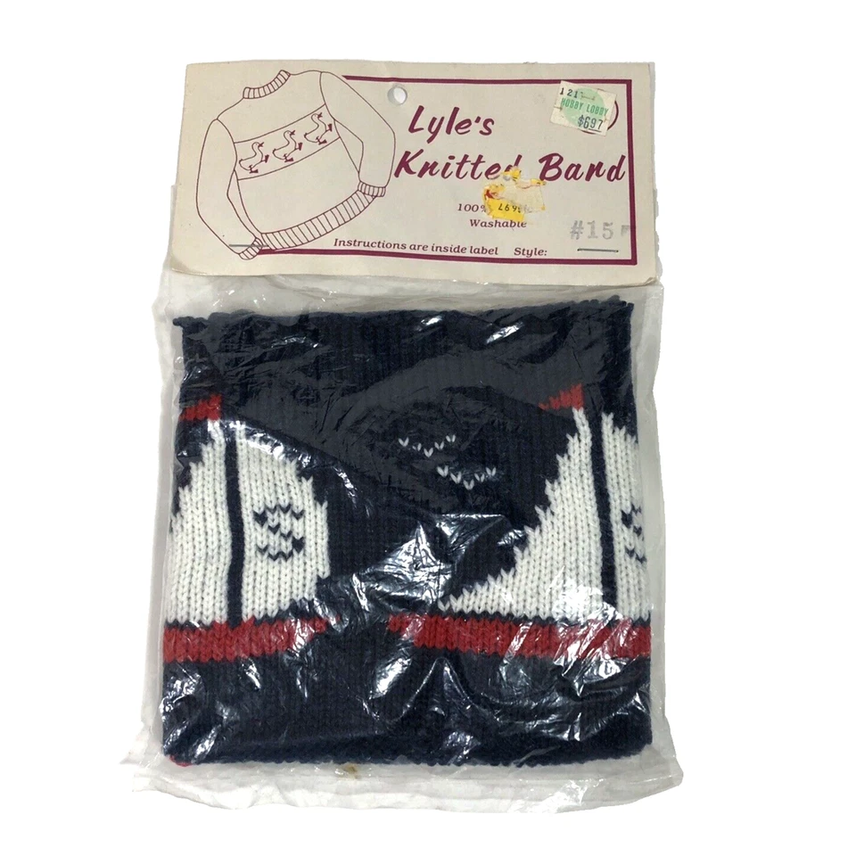 Tela de banda tejida Lyle's para suéter velero azul marino preppy años 80 náutico Foto 2 de 4