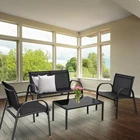 Ensemble de meubles de patio Costway 4 PCS, canapé, table basse, cadre en acier, jardin, terrasse