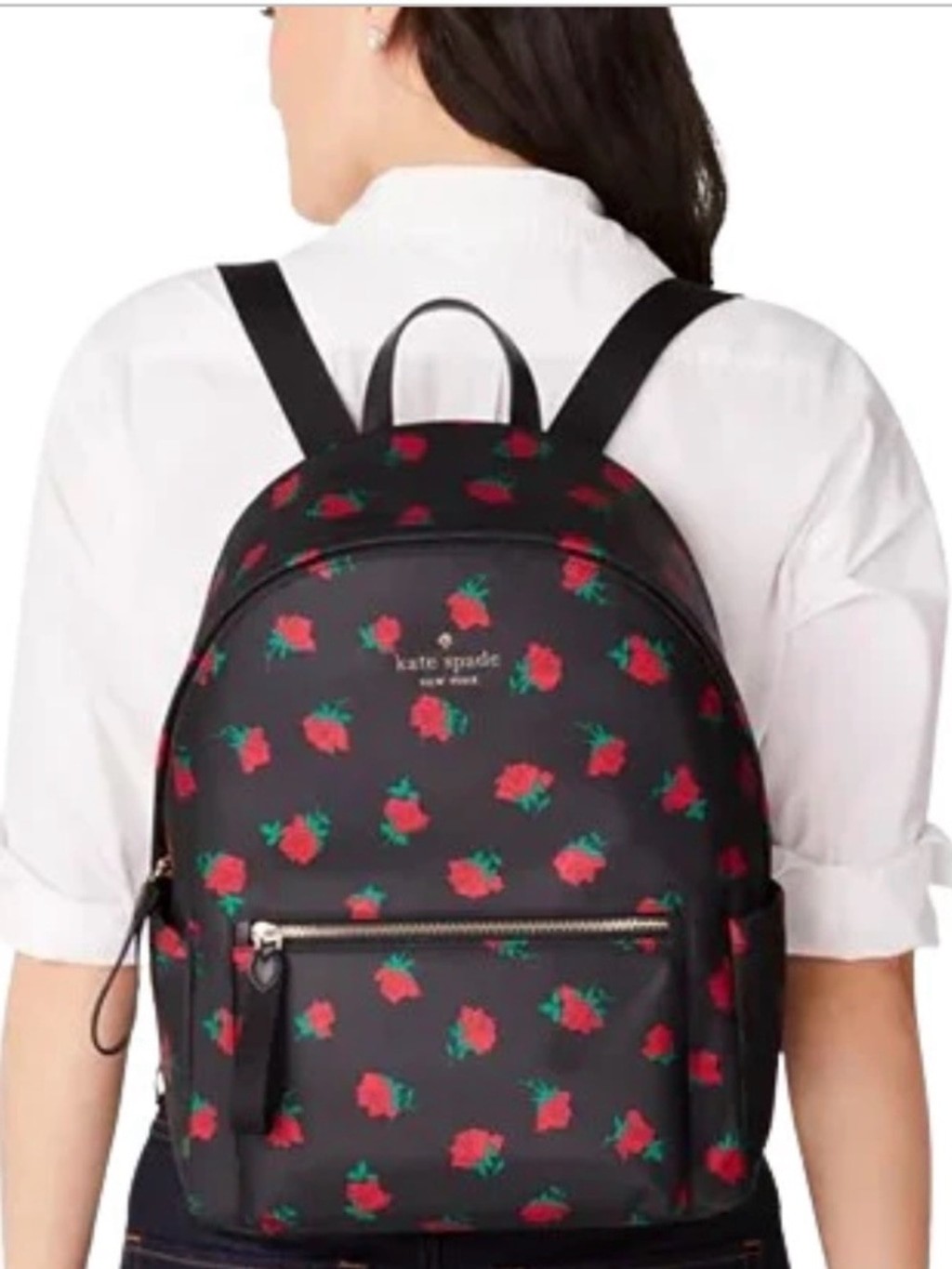 Kate Spade New York Chelsea Rose Toss Black Floral Large Backpack NWOT image 5