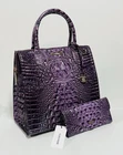 BRAHMIN NWT PASSION PURPLE CAROLINE SATCHEL & VERONICA WALLET ~ GENUINE LEATHER