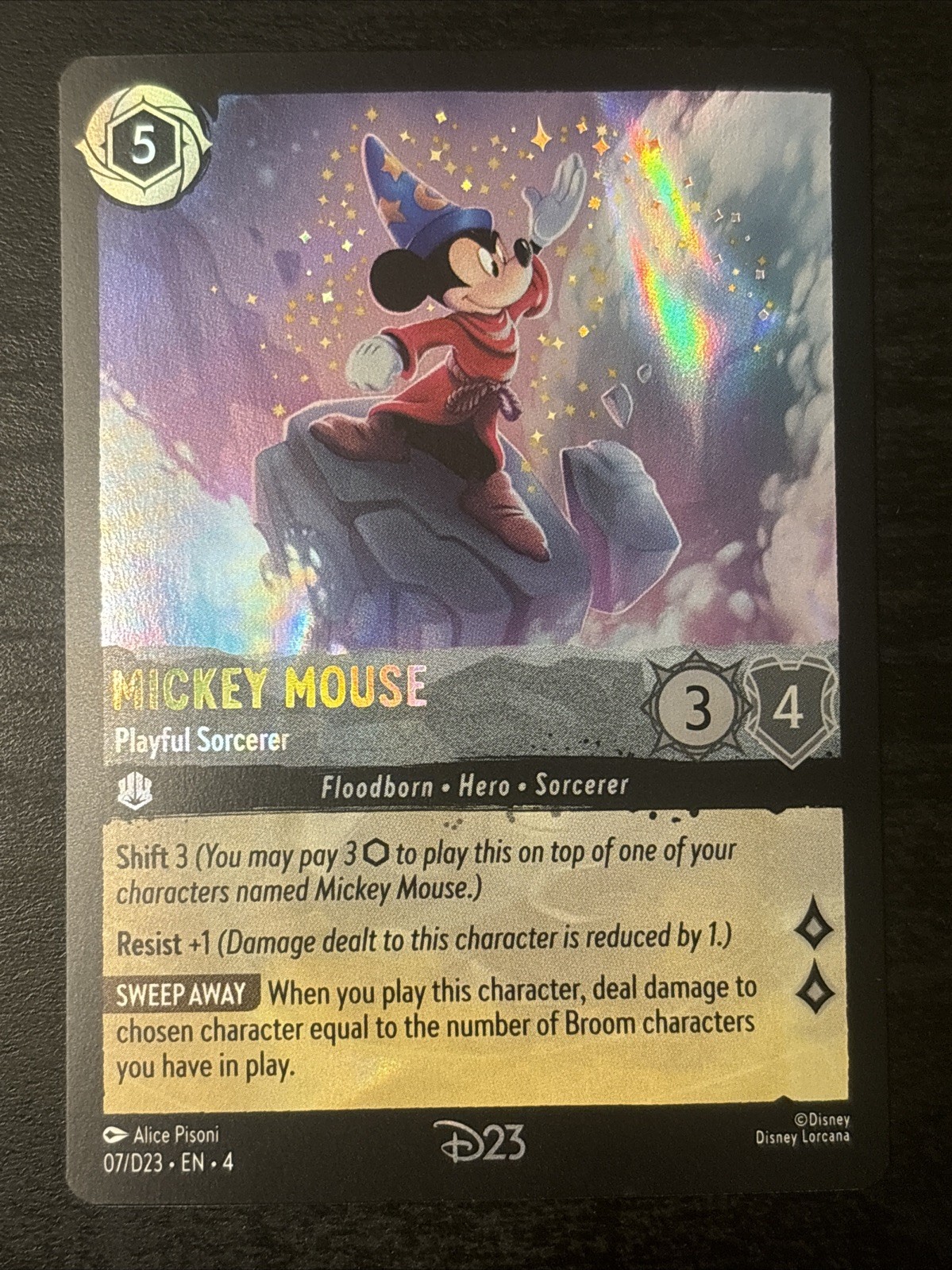 2024 DISNEY LORCANA EN RARE D23 MICKEY MOUSE - PLAYFUL SORCERER D23 Promo Nm
