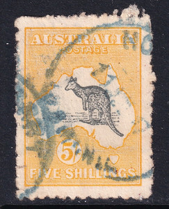 Australia rare 1915 good used 5s roo with second wmk (W5)