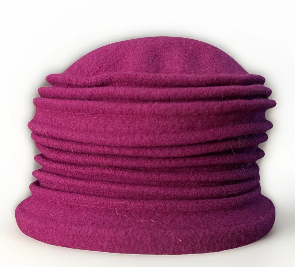 Sombrero Parkhurst 100 % lana Cloche para mujer fucsia púrpura estilo cubo Canadá de colección Foto 2 de 4