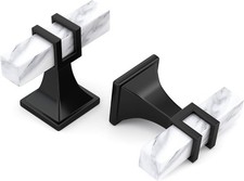 10 Pack White Marble Grain Kitchen Cabinet Knobs Black T Bar Hardware,
