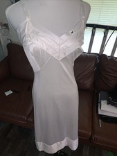 VTG VELROSE 100 Cotton White Long Full Slip Dress Nightgown Lingerie 32