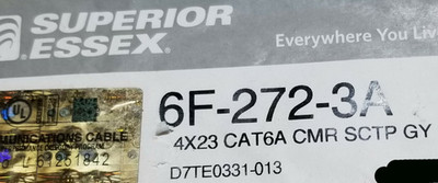 Superior Essex 6F-272-3A 23/4P CAT6A F/UTP Shielded Network Cable CMR Gray /50ft