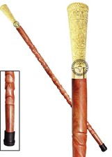 Brass Designer Walking Stick Men  Women Canes and Wooden 37 inch Handle  FDER
