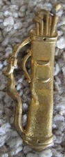 VINTAGE GOLD COLORED STOVE PIPE GOLF BAG-FRAME DECORATION