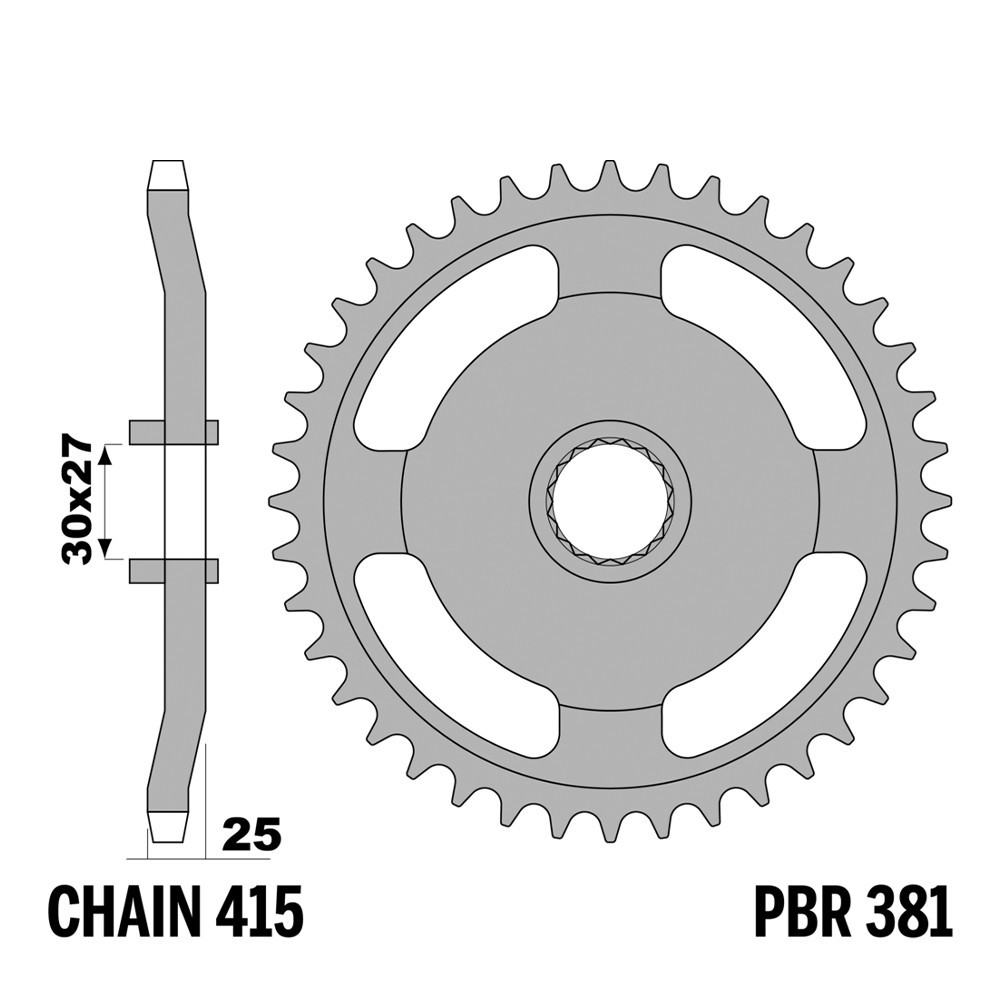 Pignon arrière PBR pas 415 en fer 37 dents pour restaurer votre moto Gilera Bullit 50