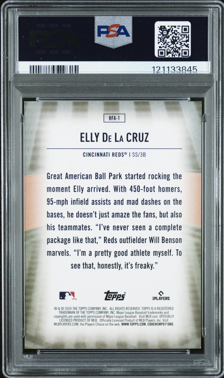 2024 Topps Series 1 Elly De La Cruz Home Field Advantage Rookie SSP PSA 9 🔥🔥 view 2