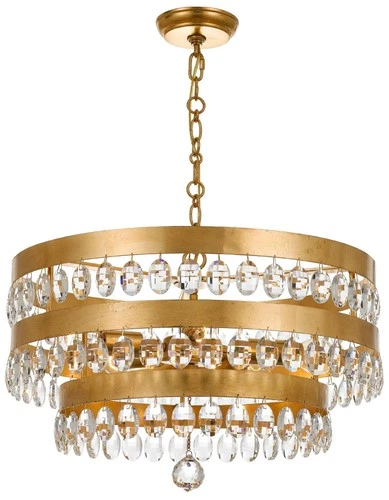 Crystorama Perla 21 3/4" Tiered Drum Antique Gold Crystal Chandelier - Picture 2 of 5