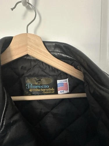 Schott Perfecto 613H Men's Black Horsehide Leather Jacket 44 Made in USA image 2