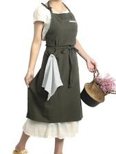 Soft Cotton Linen Apron Retro Art Adjustable Kitchen Florist Cooking Smock