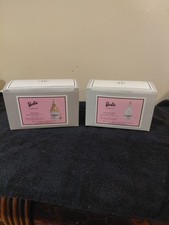 Pair of Barbie Holiday Celebration PHB Porcelain Hinged Boxes 2000 and 2001