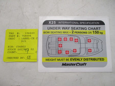 Mastercraft X25 International Bow Seating Max 2 Persons Decal 758494 Boat