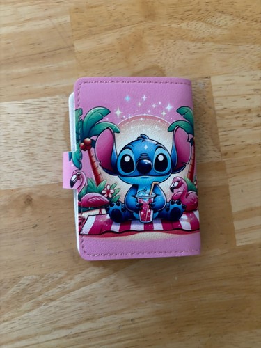 Disney Stitch Credit Card Holder Photo Wallet Pink Flamingo Design 20 Dbl. Pages - Picture 5 of 5