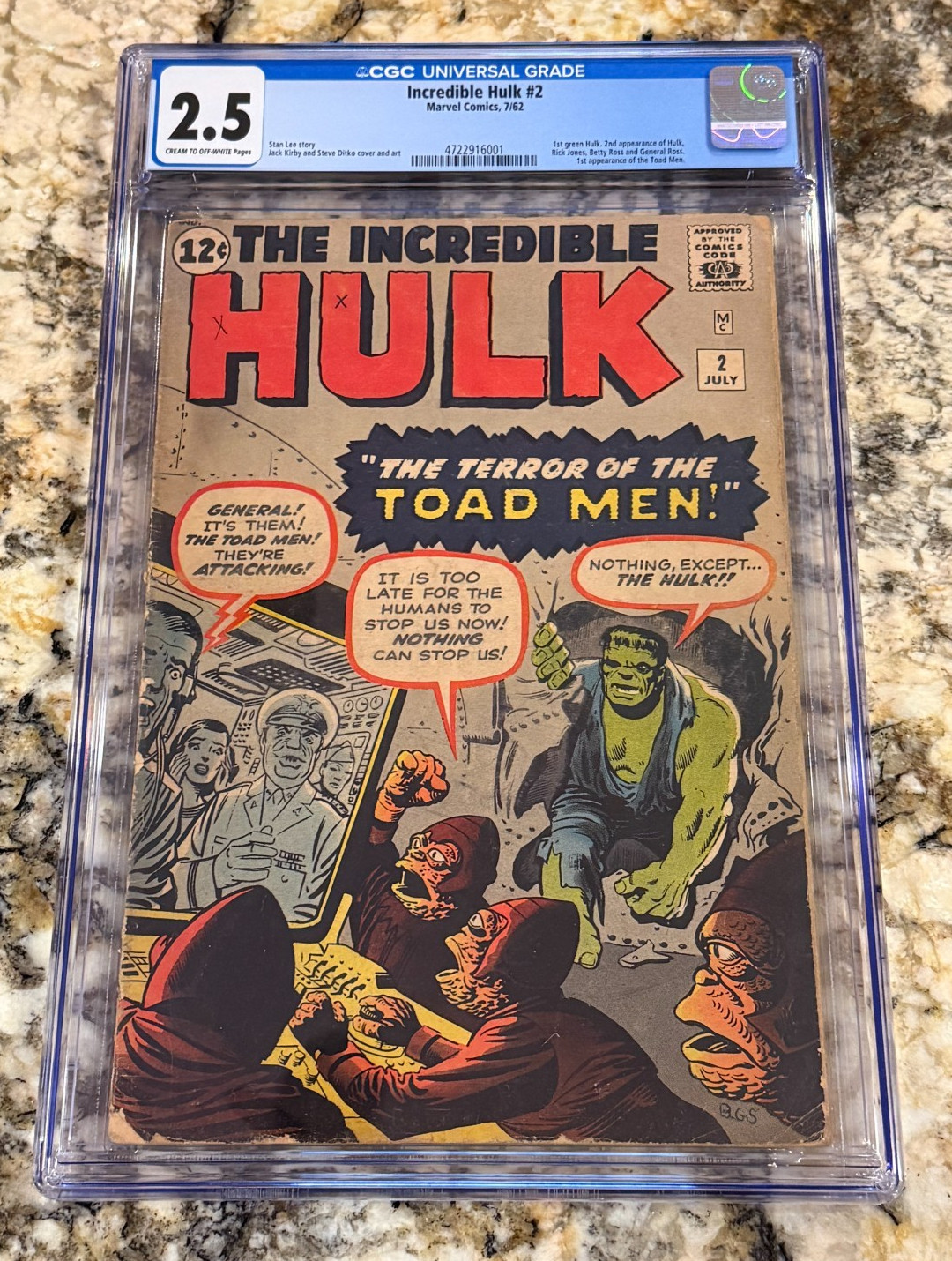 Incredible Hulk #2 CGC 2.5 1962 1st Green Hulk Silver Age Marvel Key Book MCU