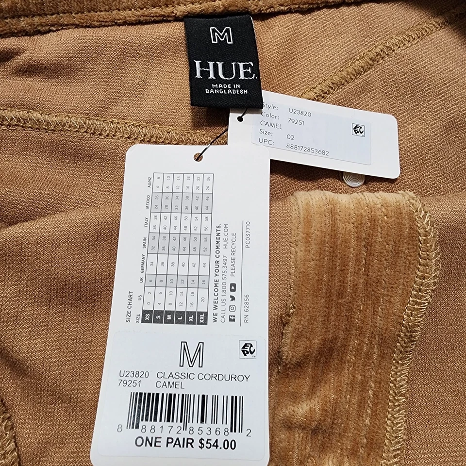 Leggings Hue de veludo comprimento do tornozelo ajuste fino cintura média elástica camelo M - Imagem 3 de 4