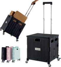 Folding Utility Cart Rolling Crate Handcart Shopping Trolley Portable Tool Box