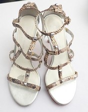 DONALD J PLINER SNAKE SKIN STRAPPY SANDAL HEEL WITH SILVER STUDS SIZE 6