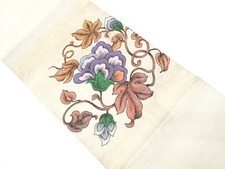 7257035: JAPANESE KIMONO JAPANESE HIRAKI NAGOYA OBI / WOVEN FLOWER ARABESQUE