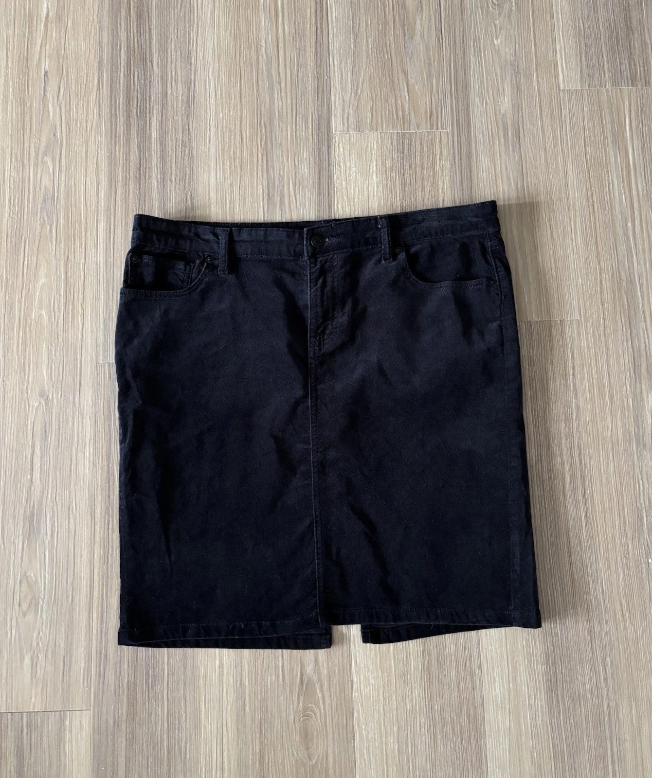 GAP Skirt Velvet Black Straight Cotton Stretch Women 12 Whimsigoth Dark Academia
