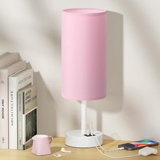 Aooshine Pink Bedside Lamps, Touch Bed Lamp with USB-C+A Charging Ports, White 