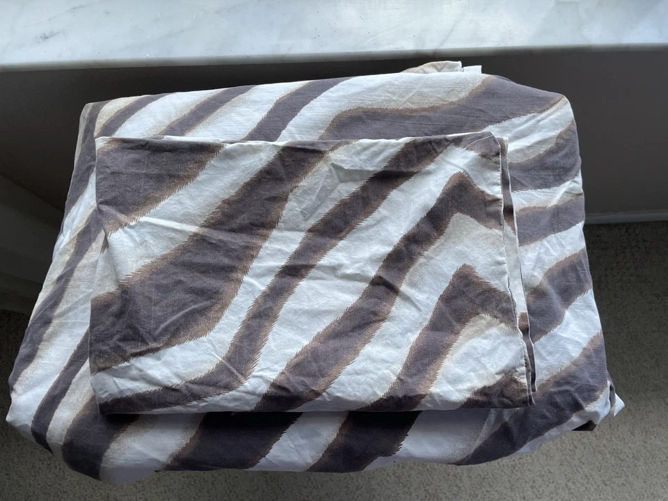 Ralph Lauren Zanzíbar Cebra Safari Sábana Plana Queen Con 1 Funda de Almohada **Leer Foto 2 de 4