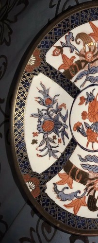 VTG Imari Japanese Porcelain Ware Decorated Hong Kong Pewter Encased Bowl 7 1/2” - Picture 11 of 12