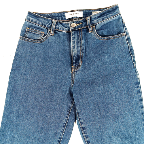 PacSun Girl's 24 Mom Jeans Medium Wash High Rise Retro 90s Cotton Denim Pant - Picture 2 of 9