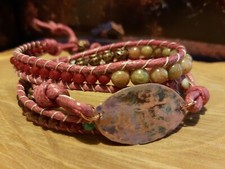 Bracciale, Chan Luu, Pietre, Pezzo Unico, Handmade, Regolabile, Cuoio, Rame.