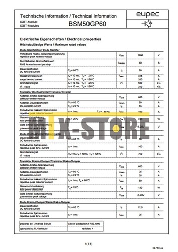 1 Stück Brandneu Modul INFINEON/EUPEC BSM50GP60 Qualitätssicherung 100% - Bild 7 von 7