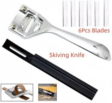Metal Skiving Knife Leather Craft Tools Skiver Set With 6 Blades For Craft DIY