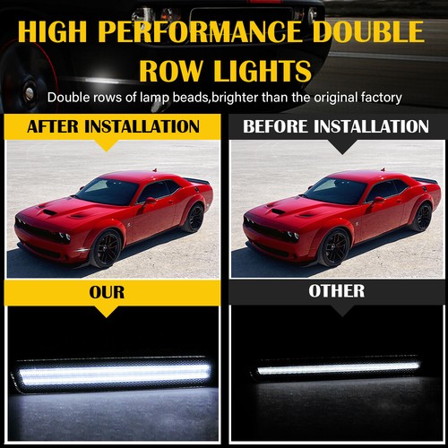 4x White LED Bumper Side Marker Lights Lamps Front Rear For Challenger 2015+ EAH - Picture 3 of 12