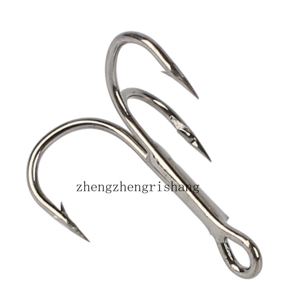 100pcs Nickel Treble Fishing Hooks High Carbon Treble Hooks Sharp