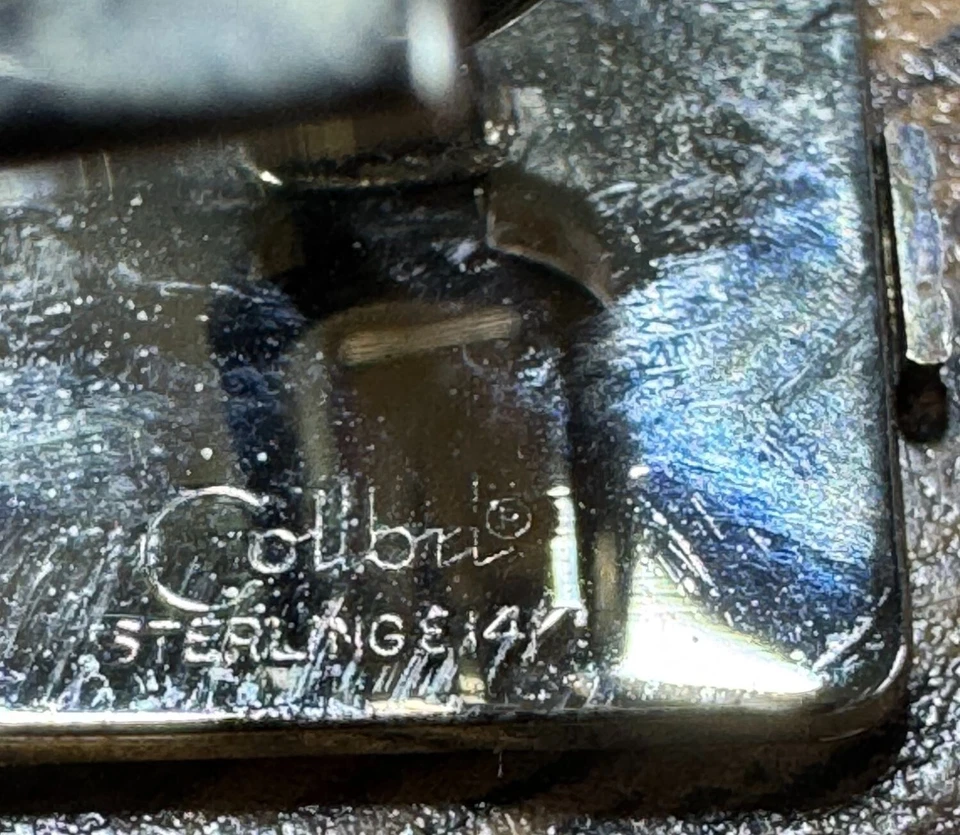 Gemelos rectangulares Colibri vintage de plata de ley de oro de 14 quilates Foto 4 de 4