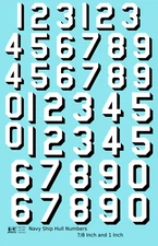 K4 Decals Navy Ship Hull Numbers White and Black 1 Inch and 7/8 Inch