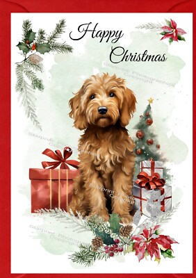 Labradoodle / Doodle Hund A6 (4''x 6'') Weihnachtskarte (innen leer) von Starprint
