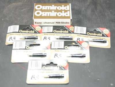 Lot of 6 Osmiroid Pen Nib B3 Unit Easy-Change 22 Carat Gold Plating NOS! SEALED!