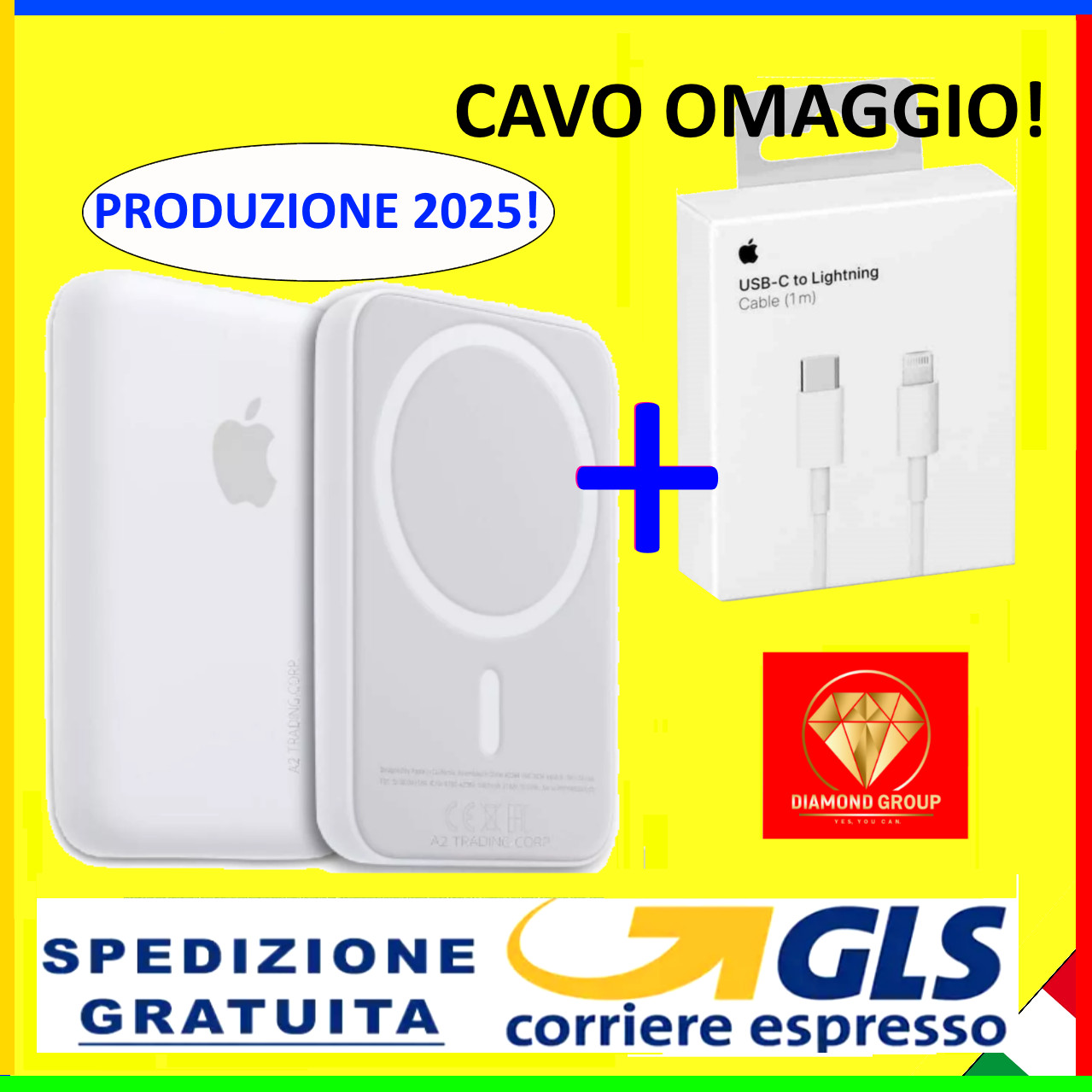 BATTERY PACK x MAGSAFE APPLE IPHONE 12 13 14 15 16 17 POWER BANK +CAVO ORIGINALE