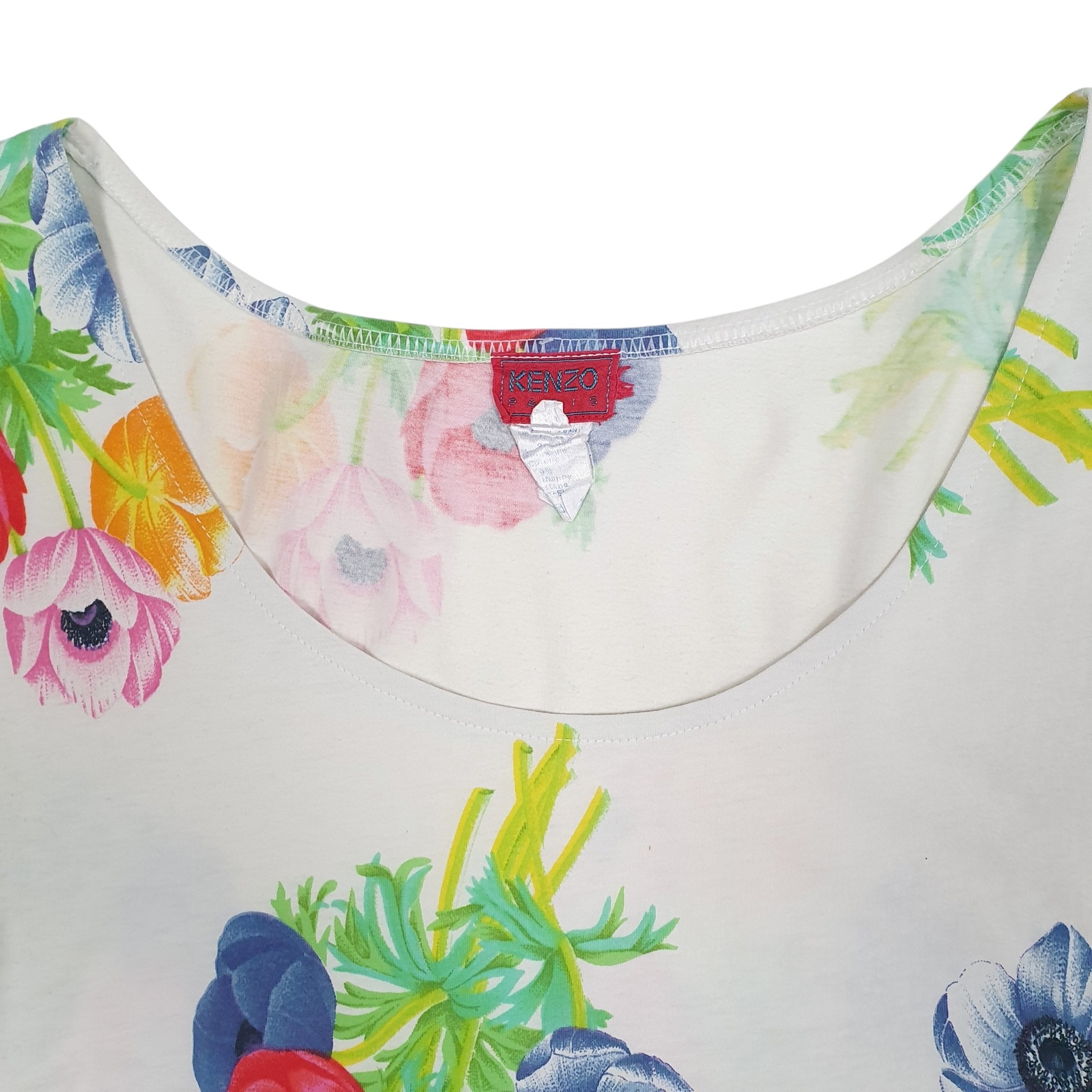 KENZO White T Shirt Tee Floral Vest Short Sleeve Polyester Womens S image 2
