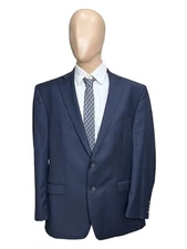 Lauren Ralph Lauren Men's 46R Navy Blue Plaid 100% Wool 2 Button Blazer Jacket